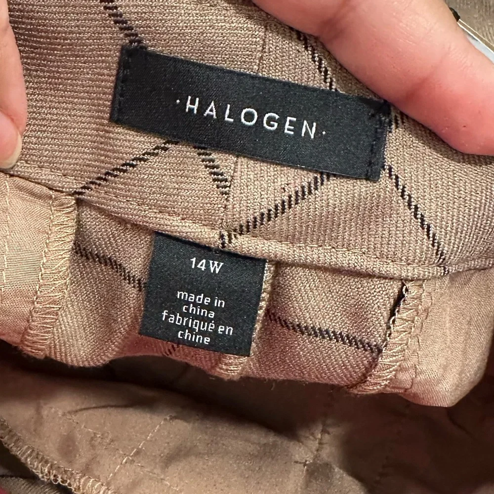 NWT Halogen Windowpane Wide Leg Trousers sz 14 W #O1